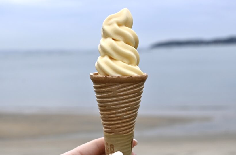糸島・箱島神社のすぐそば！コンテナの小さなソフトクリームショップ「3base」がオープン！